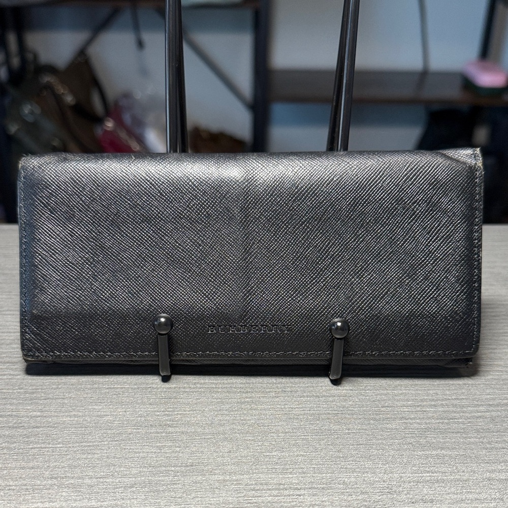 Burberry Black Leather Continental Wallet